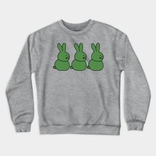 Three Green Metallic Bunny Rabbits Crewneck Sweatshirt